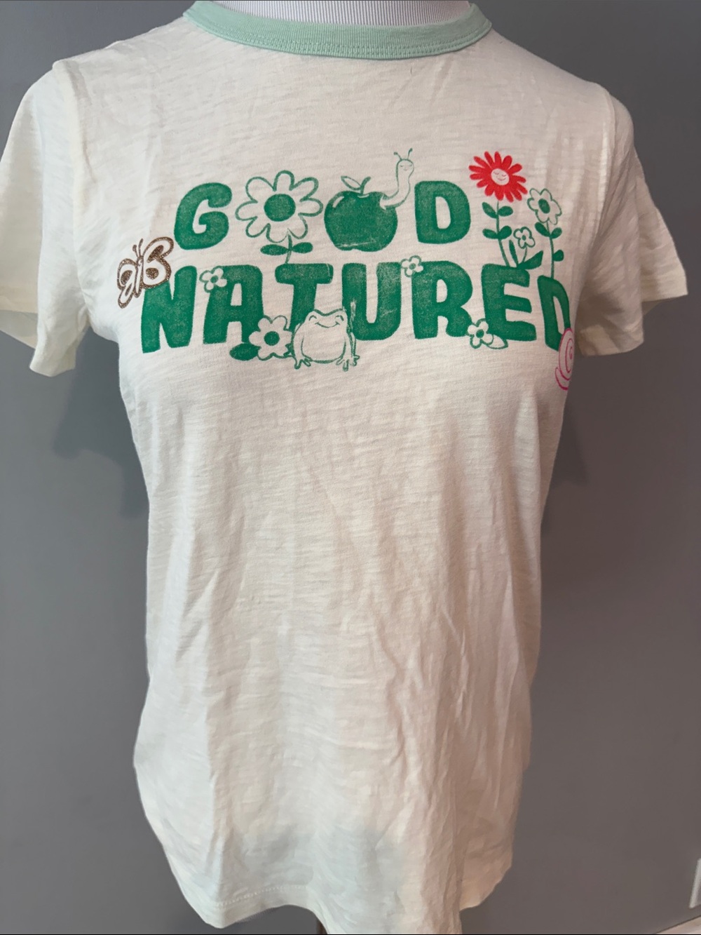 J Crew crewcutGood Natured Kids White Graphic ringer Tee- 12-14 yrs